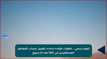 تنويه رسمي.. خطوات مؤكدة لإعادة تفعيل حساب المواطن للمستفيدين في 1447 هذا الأسبوع